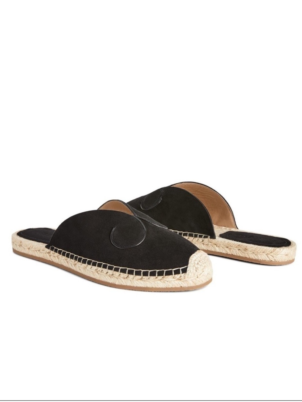 M Gemi Leather Slides Espadrille Black Size 7‎ Nido Curvo Italy Euro Coastal